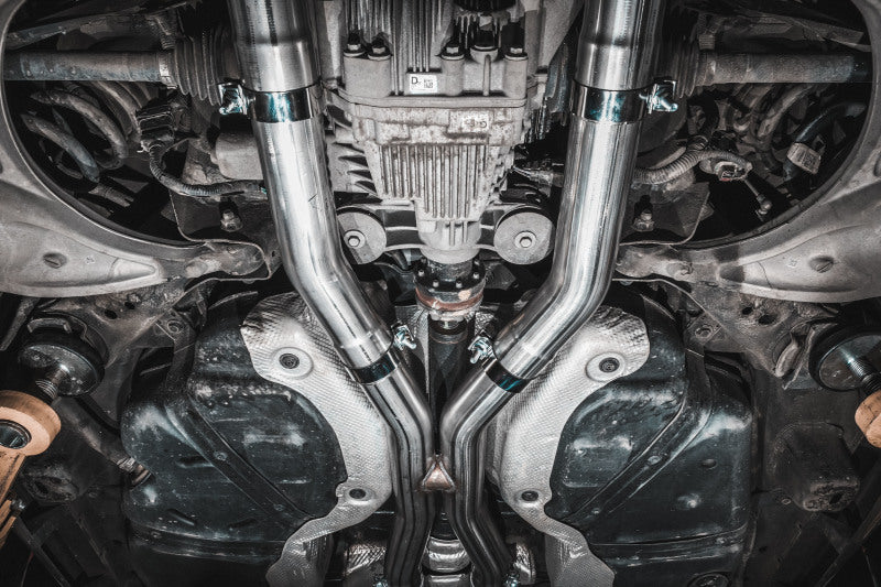 MBRP 18-23 Dodge Durango SRT 6.4L Armor Pro T304 SS 3-inch cat back exhaust with dual rear exit and carbon fiber tips.