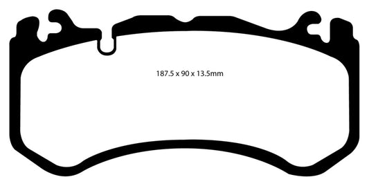 EBC Redstuff front brake pads for 2008-2013 Mercedes-Benz C63 AMG W204, high-performance brake pads with red friction material.