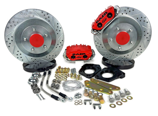 Baer Brakes 64-72 GM Chevelle/Cutlass/Skylark 13-inch Classic Series front brake kit with red calipers and performance rotors.