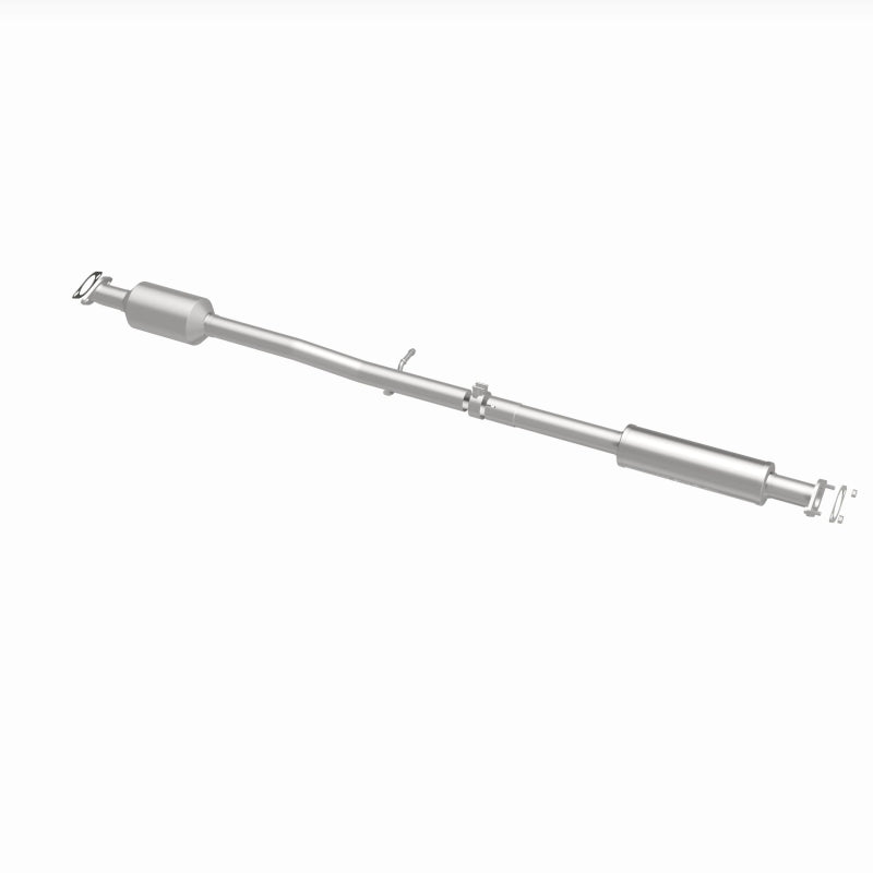 MagnaFlow direct fit catalytic converter for 2014-2015 Kia Sportage 2.4L engine, showing the metal unit with inlet and outlet pipes