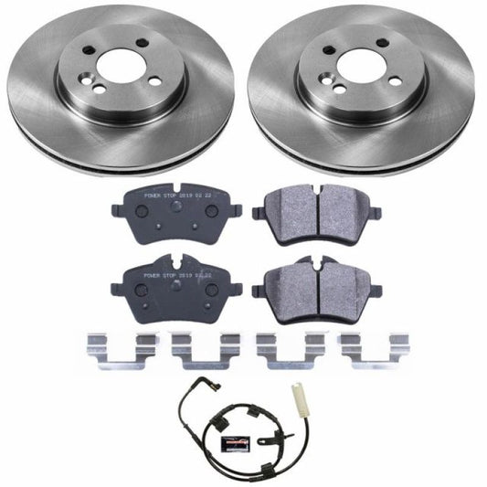 PowerStop front track day brake kit for Mini Cooper 2007-2010, performance brake components with drilled rotors and high-performance calipers.
