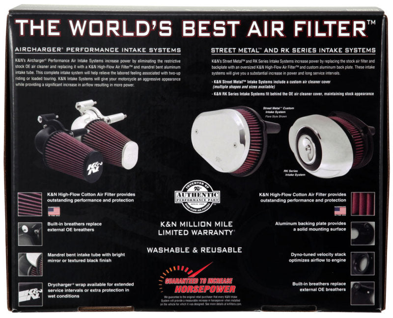 K&N 00-16 Harley-Davidson Street Metal Intake System Flare Black