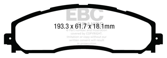 EBC Ultimax2 rear brake pads for Ford F250 Super Duty 6.2 2WD, OE-style brake pads with high-performance design