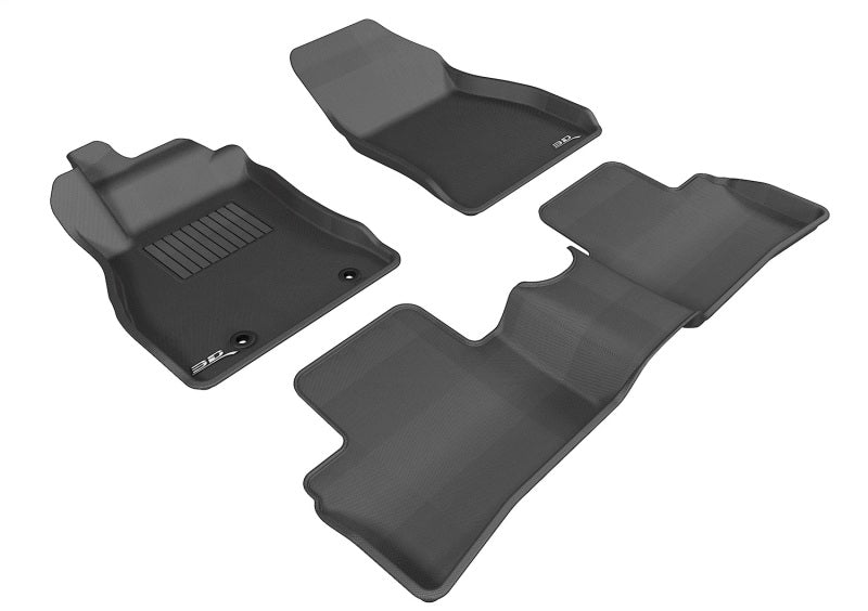 Black rubber floor mats for Nissan Juke 2011-2018 by 3D MAXpider, full set with textured surface and custom fit.