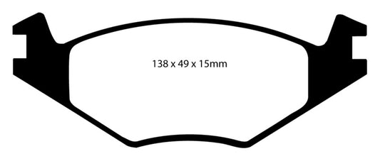 EBC Redstuff front brake pads for Volkswagen Cabriolet 1.8, performance brake pads with red friction material.