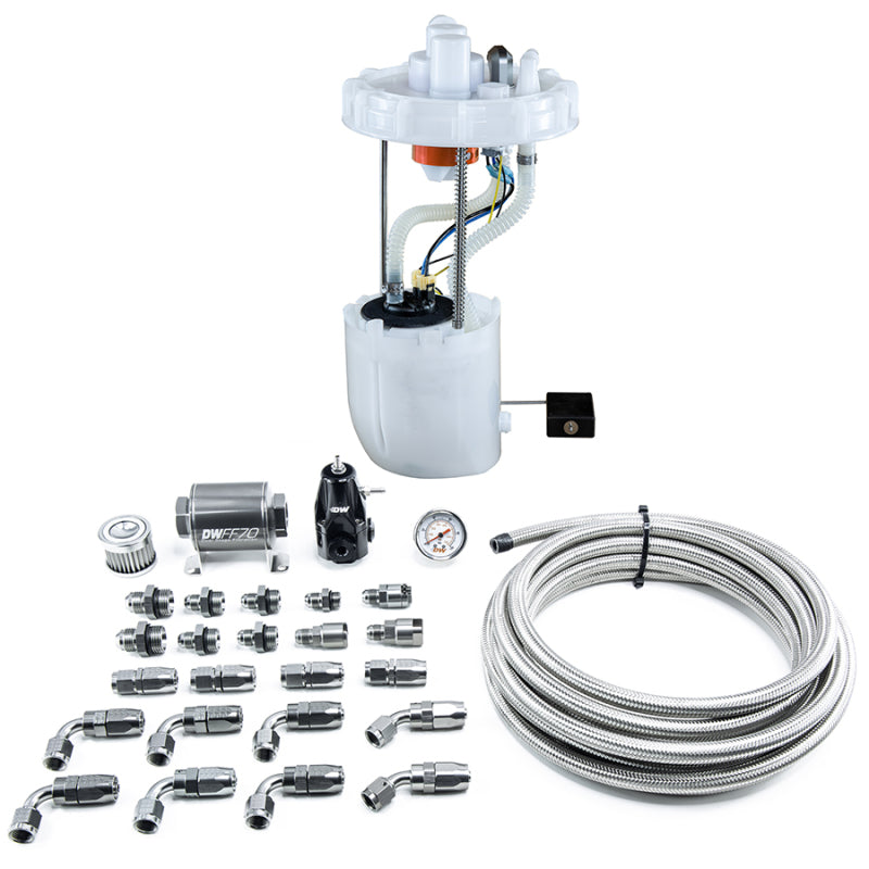 DeatschWerks DW400 fuel pump module and return kit with CPE fuel lines for 2012-2015 Honda Civic Si and 2013-2015 Acura ILX, installed.
