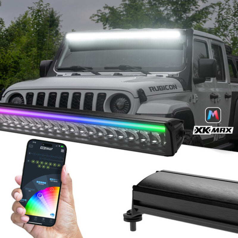 XK Glow XKmax 30in Offroad Light Bar w/ RGBW Chasing DRL & App Control