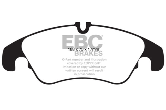 EBC Greenstuff front brake pads for Audi A6 2.0 Turbo, high-performance brake pads with green friction material.