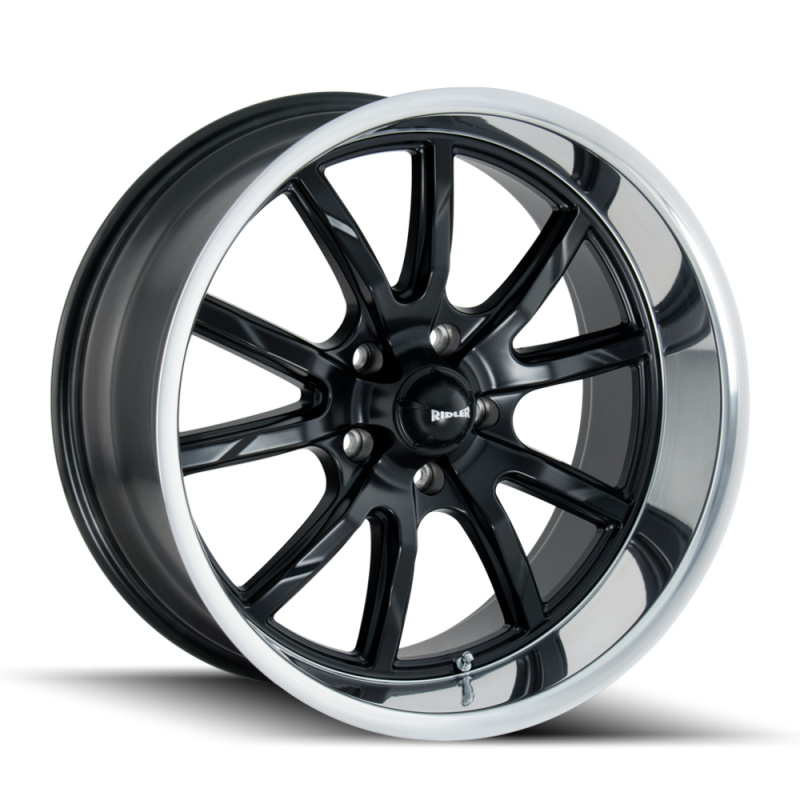 Ridler 650 matte black and polished cast wheel, 20x10 inches, 5x127 bolt pattern, 0mm offset, 83.82mm hub, automotive wheel