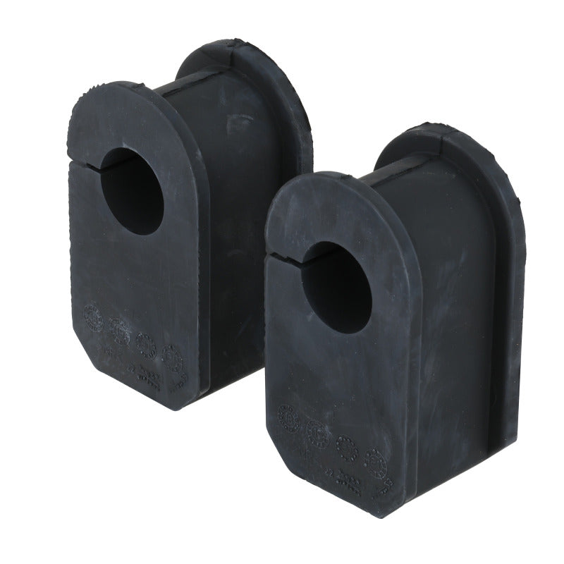Moog Ford E-350 Super Duty sway bar bushings installed on the front sway bar, showing the durable rubber components.