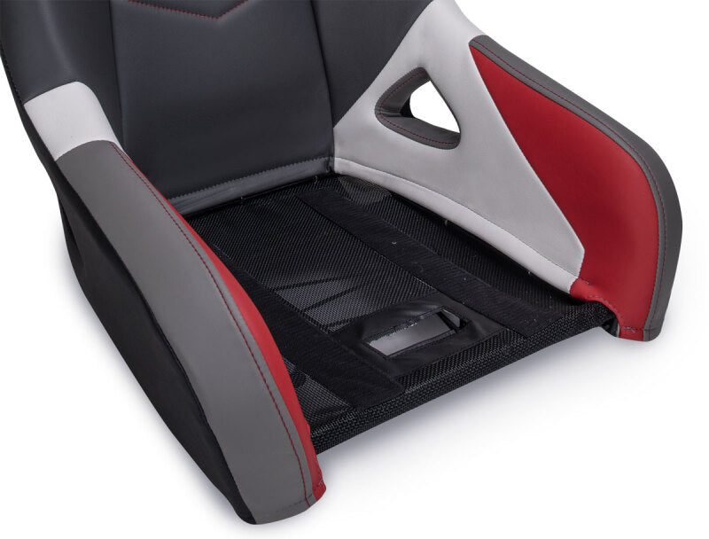 Pair of PRP Seats Polaris General GT3 suspension seats in black and gray with harness openings and mounting brackets.