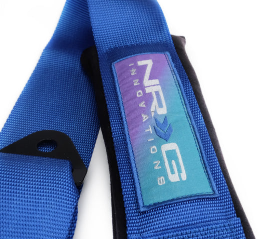 NRG 5-point 3-inch blue seat belt harness with cam lock buckle, designed for racing and performance vehicles.
