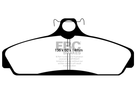 EBC Ultimax2 front brake pads for 1983-1987 Chevrolet Corvette C4 5.7, OE style brake pads with black backing plates.
