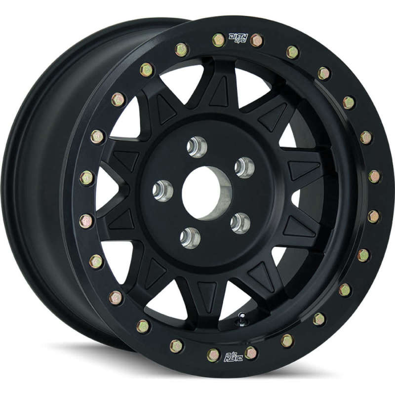 Dirty Life Roadkill Race 17x9 cast matte black beadlock wheel with 8x165.1 bolt pattern, -14mm offset, 130.8mm hub for off-road vehicles.