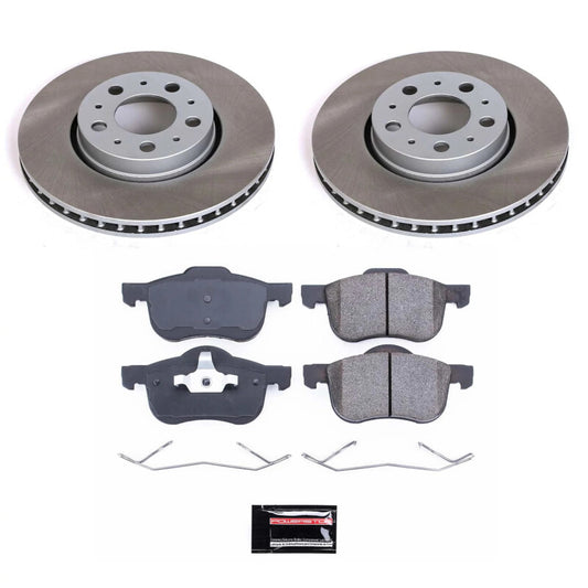 PowerStop front semi-coated rotor kit for Volvo XC70 2003-2007, performance brake rotor set with clean, durable finish.