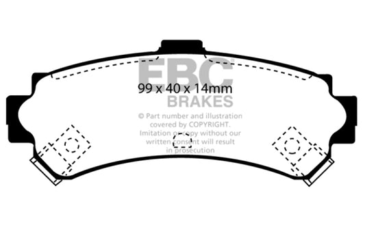 EBC Redstuff rear brake pads for Nissan Sentra 1.6 from 1995-1997, performance brake pads with red friction material
