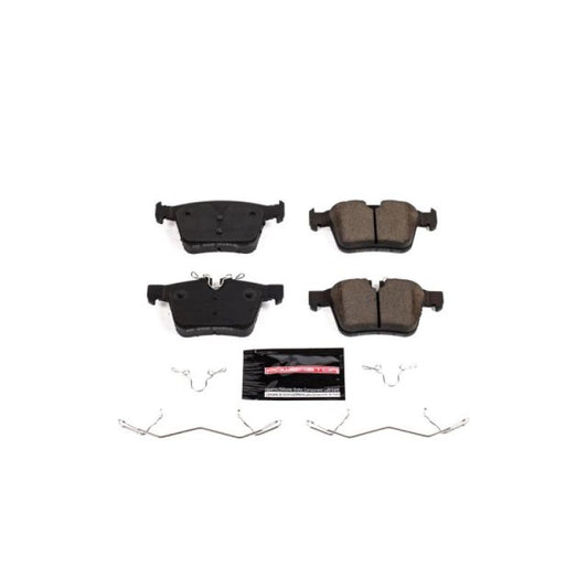 PowerStop Z23 Evolution Sport rear brake pads with hardware for 2018 Jaguar E-Pace, high-performance brake system components.