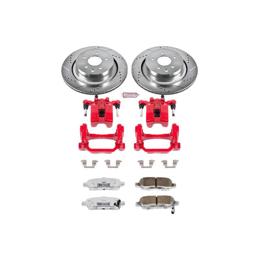PowerStop Z26 Street Warrior rear brake kit with calipers for 2007-2008 Infiniti G35, high-performance brake system.