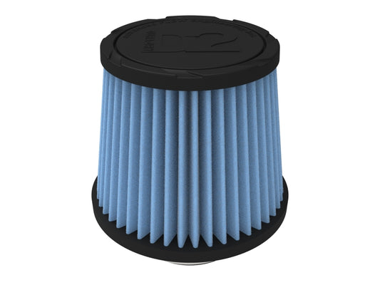 aFe POWER universal clamp-on air filter with D2 Dura-Dry media, 2-3/4 inch F, 6 inch B, 4-3/4 inch T, and 5 inch H.