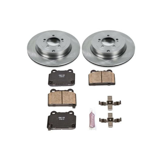 PowerStop rear autospecialty brake kit for Mitsubishi Lancer 2008-2015, includes brake rotors and pads for OE replacement.