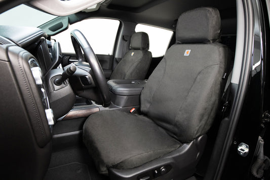 Covercraft Carhartt Super Dux seat cover for Dodge RAM 2500/3500, gravel-colored second-row custom seat protector.
