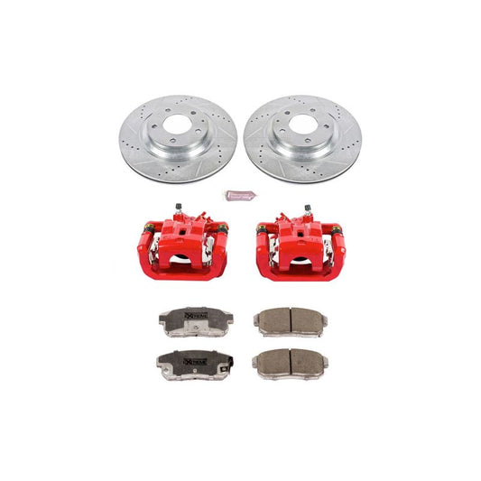 PowerStop Mazda RX-8 rear Z26 Street Warrior brake kit with performance brake calipers and rotors on a vehicle.