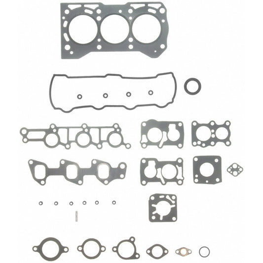 Fel-Pro Geo Metro HS 9651 PT PermaTorque engine cylinder head gasket set laid out on a white surface.