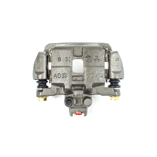 PowerStop OE rear right brake caliper with bracket for Saab 9-2X 2005-2006, automotive brake component showing caliper and mounting bracket.