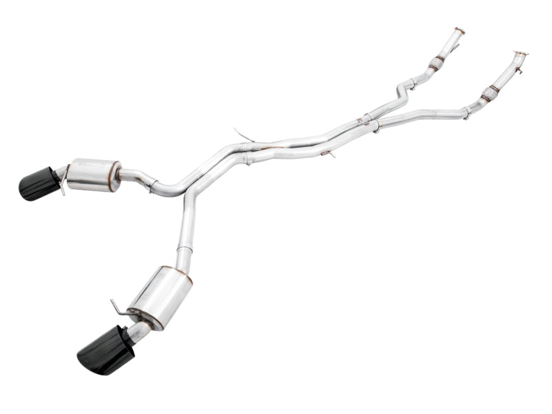 AWE Tuning Audi B9.5 RS 5 Coupe catback exhaust with non-resonated touring edition and RS-style diamond black tips.