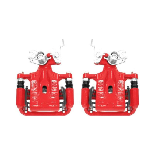 Pair of PowerStop rear red brake calipers with brackets for Ford Fusion 2006-2012, performance replacement brake components