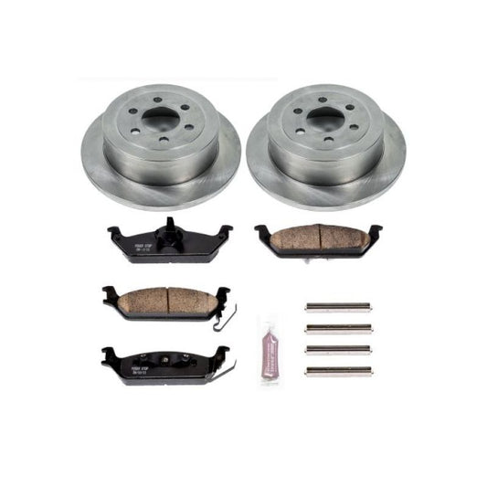 PowerStop rear OE brake kit for Dodge Dakota 2003-2004, Autospecialty brake components with brake pads and rotors visible