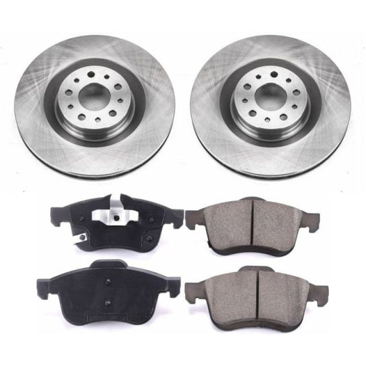 PowerStop OE brake kit for Fiat 500L 2014-2019, front auto specialty brake components with new rotors and pads.