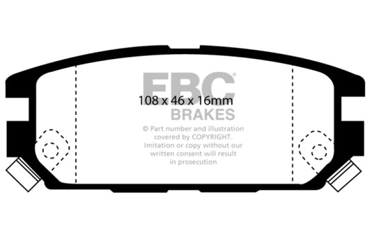 EBC Greenstuff rear brake pads for Dodge Stealth 3.0 4WD, high-performance brake pads for improved stopping power.