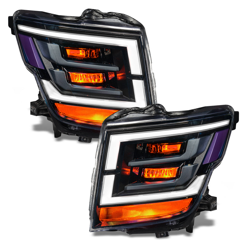 Oracle Lighting Nissan Titan Demon Eye RGB headlight upgrade kit with color-shifting LED headlights, no controller included.