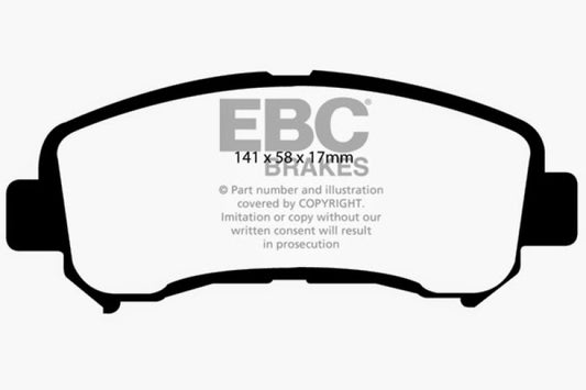 EBC 14+ Nissan Juke 1.6 Turbo Nismo RS Greenstuff front brake pads, performance brake pads for improved stopping power