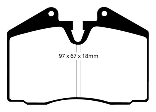 EBC Redstuff brake pads for Ferrari 348 3.4, front and rear performance brake pads, axle set, red high-friction pads