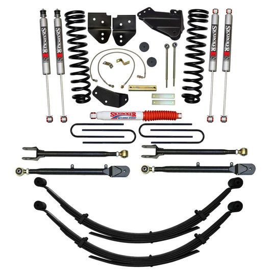 Skyjacker 8.5-inch lift kit for F250 4WD gas trucks, showing the lifted suspension and components installed on the vehicle.