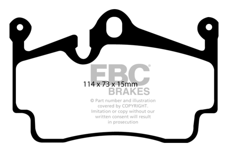 EBC Yellowstuff rear brake pads for Porsche Boxster 04-08, performance cast iron rotor brake pads, front or rear.