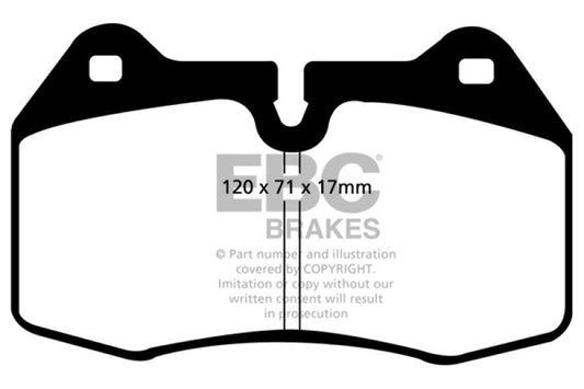 EBC Redstuff front brake pads for BMW M5 E34 3.8, high-performance brake pads with red friction material for improved stopping power