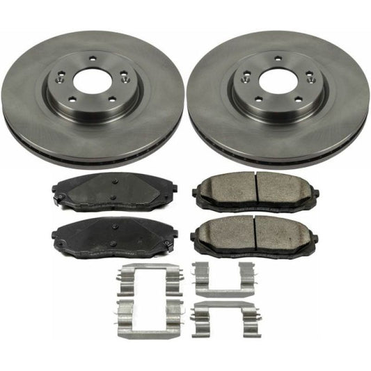 PowerStop OE front brake kit for 2015-2019 Kia Sedona, includes brake rotors and pads, designed for reliable stopping power.
