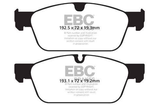EBC Ultimax2 front brake pads for Mercedes-Benz GL350 3.0 TD AMG package, OE quality brake pads with metal backing plates.