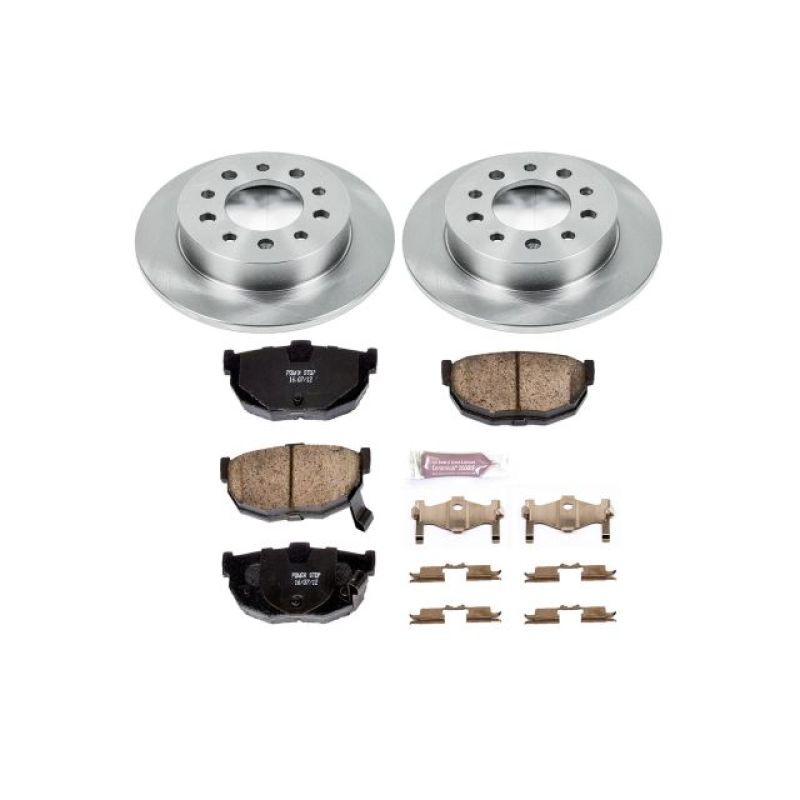 PowerStop OE rear brake kit for Hyundai Tiburon 2003-2008, includes brake rotors and pads for reliable stopping power.
