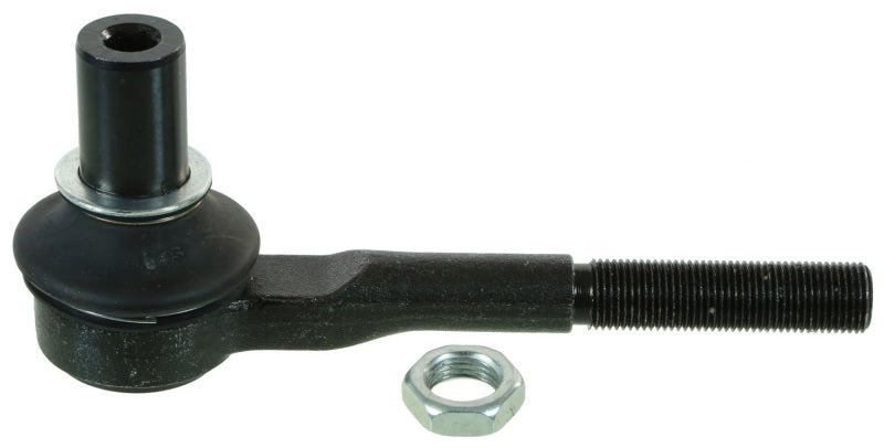 Moog front outer tie rod for 2004-2010 Audi A8 Quattro, showing the metal rod with rubber boot and ball joint connection.