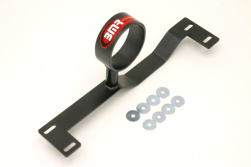 Black Hammertone BMR F-Body driveshaft safety loop for 1993-2002 non-convertible Chevrolet Camaro and Firebird vehicles.