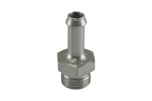 Turbosmart 8mm hose end to -6AN ORB male straight fitting in clear, designed for automotive fluid connections.