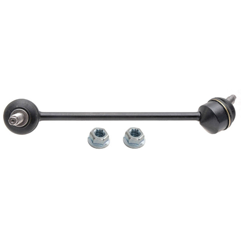 Moog rear left sway bar endlink for Jaguar XKR 2007-2015, showing the metal link with rubber bushings.