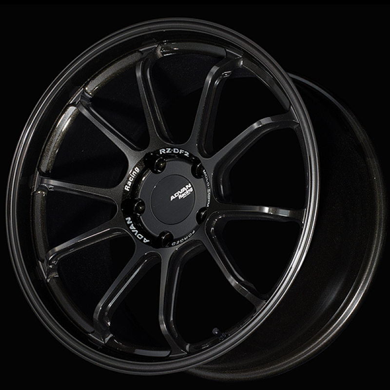 Advan RZ-DF2 forged racing titanium black wheels for Porsche, 20x8.5 inches, +50 offset, 5x130 bolt pattern, 71.6mm bore