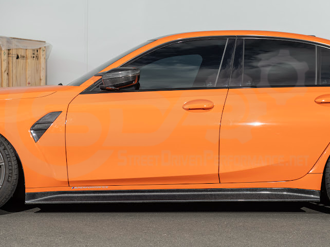 2021-UP BMW G80 M3 SEDAN | 3D STYLE CARBON FIBER ADD-ON SIDE SKIRTS ROCKER PANEL EXTENSION GROUND EFFECTS