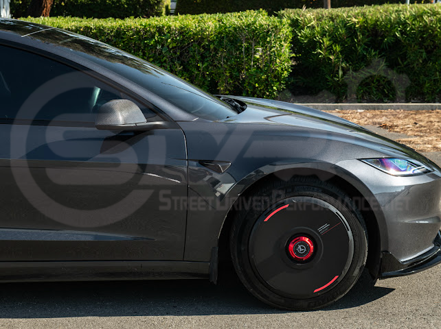 2024-Up Tesla Model 3 | Carbon Fiber Tape On Side Mirror Cap Covers Pair