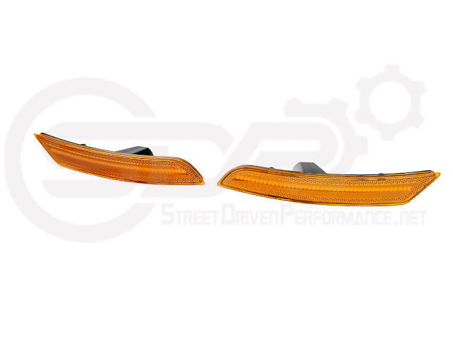 2016-2024 Chevrolet Camaro | Front Bumper Side Marker Lens w/ Amber LED Reflector Light Pair (Clear / Amber / Smoke)